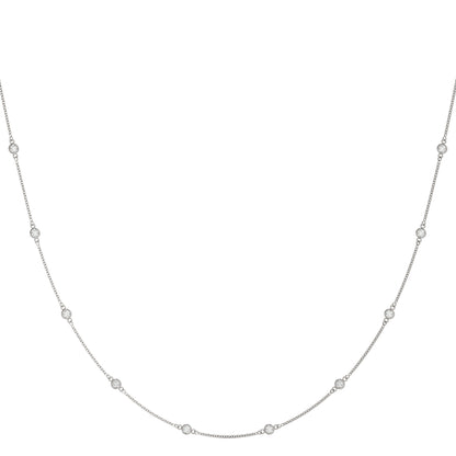 14K Gold 10 Diamond Station Necklace