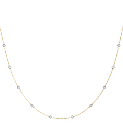 18K Rose Gold Round Diamond Fashion Necklace