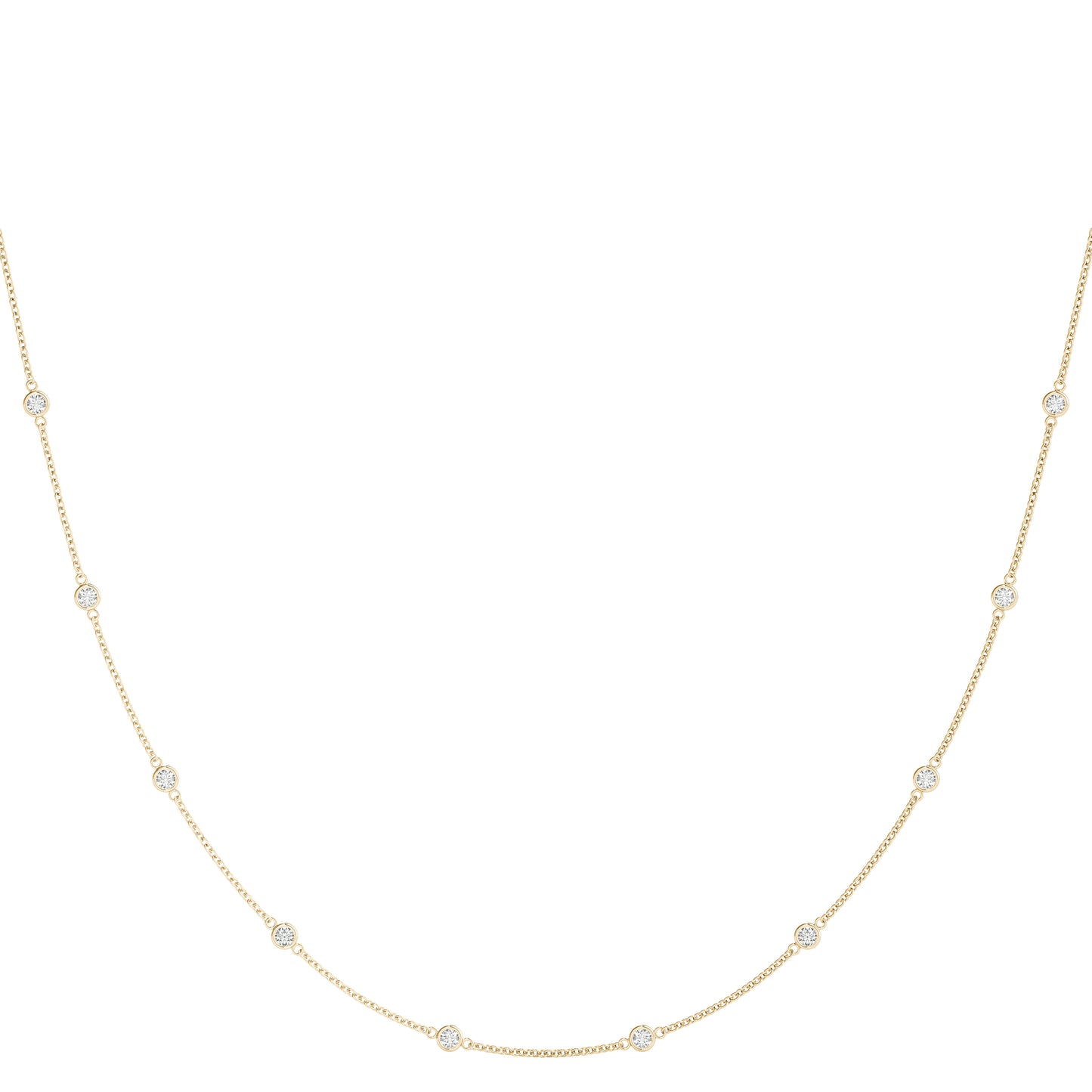 18K Yellow Gold Round Diamond Chain Necklace