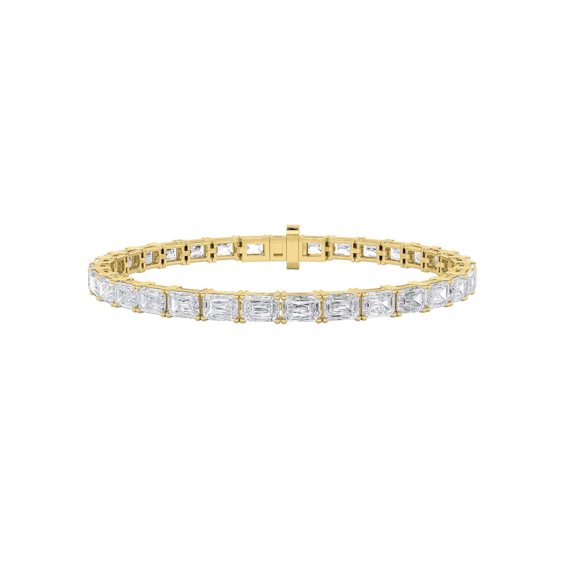12Cttw Emerald Shaped Lab Grown Diamond (F/VS) Tennis Bracelet in 14K Gold