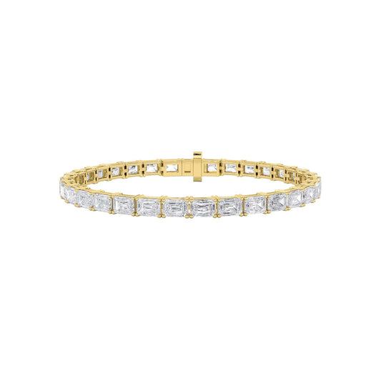 12Cttw Emerald Shaped Lab Grown Diamond (F/VS) Tennis Bracelet in 14K Gold