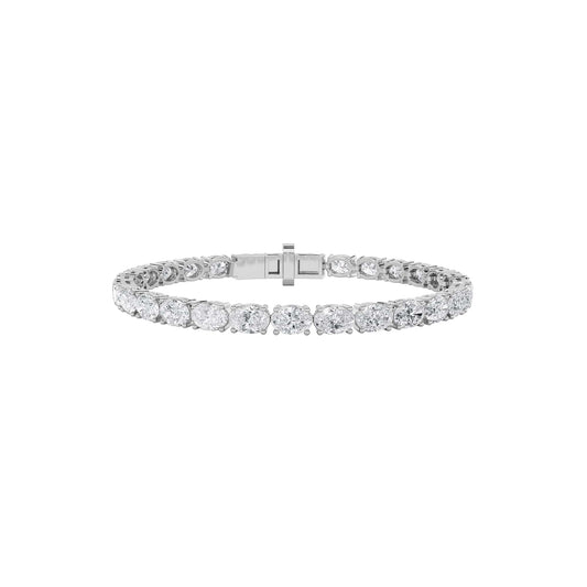 10Cttw Oval Shaped Lab Grown Diamond (F/VS) Tennis Bracelet in 14K Gold - Size 6.5