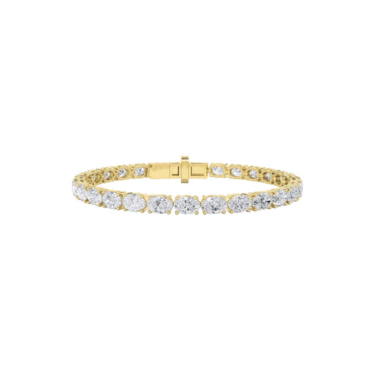 13Cttw Oval Shaped Lab Grown Diamond (F/VS) Classic Line Bracelet in 14K Gold