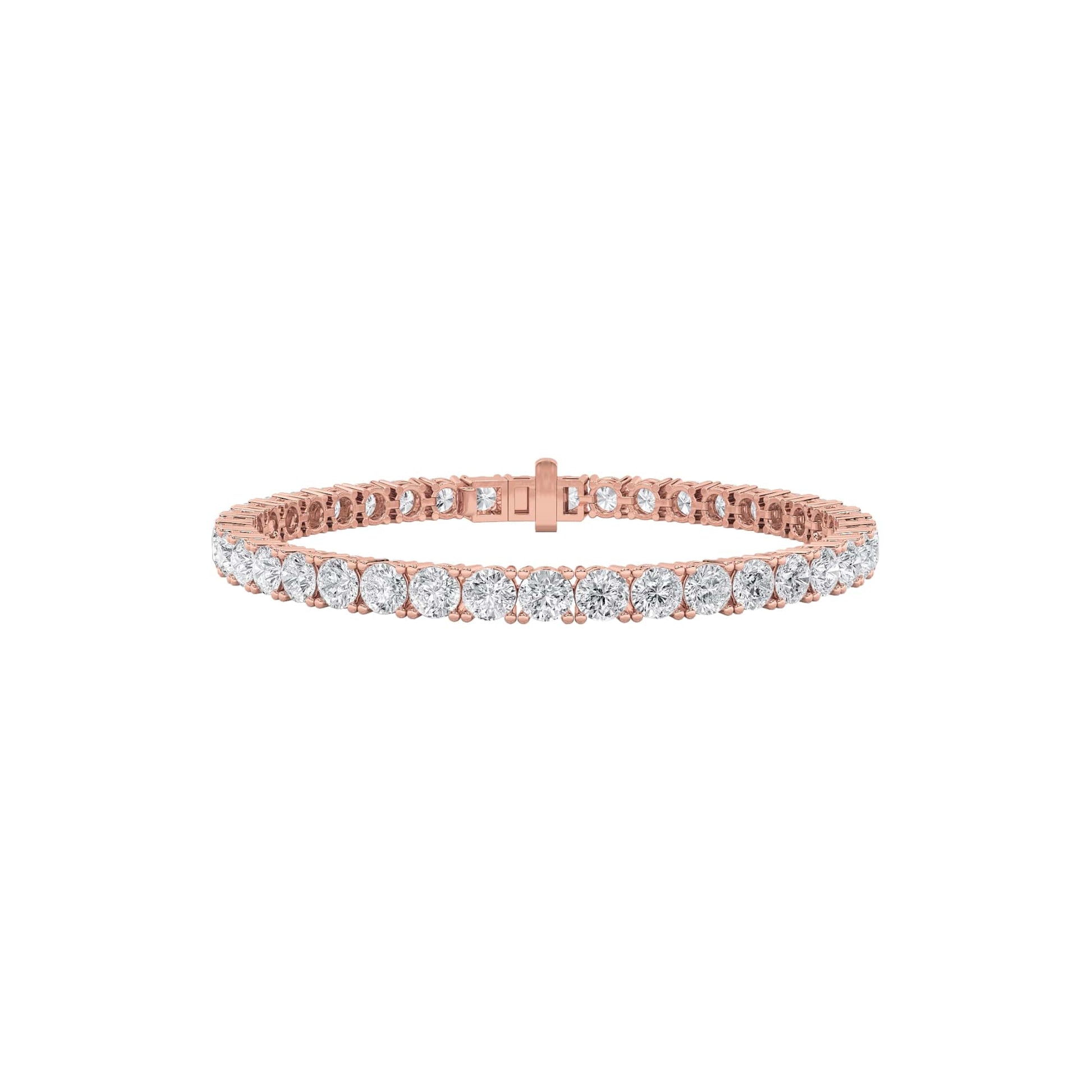 15Cttw Round Shaped Lab Grown Diamond (F/VS) Tennis Bracelet in 14K Gold