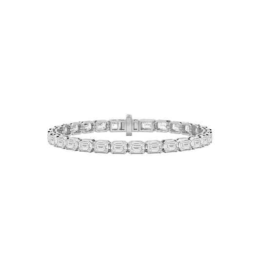 10Cttw Emerald Shaped Lab Grown Diamond (F/VS) Tennis Bracelet in 14K Gold