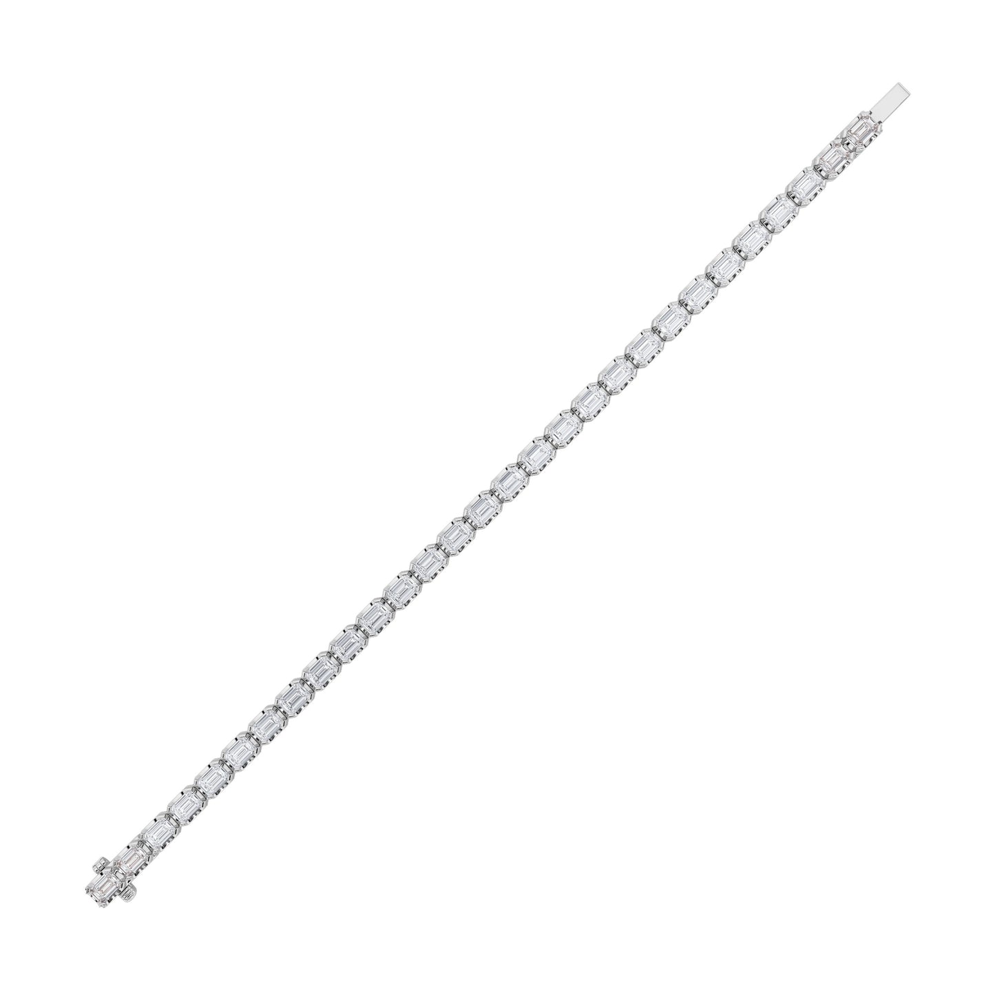 10Cttw Emerald Shaped Lab Grown Diamond (F/VS) Tennis Bracelet in 14K Gold