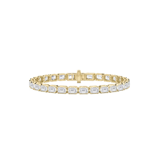 10Cttw Emerald Shaped Lab Grown Diamond (F/VS) Tennis Bracelet in 14K Gold