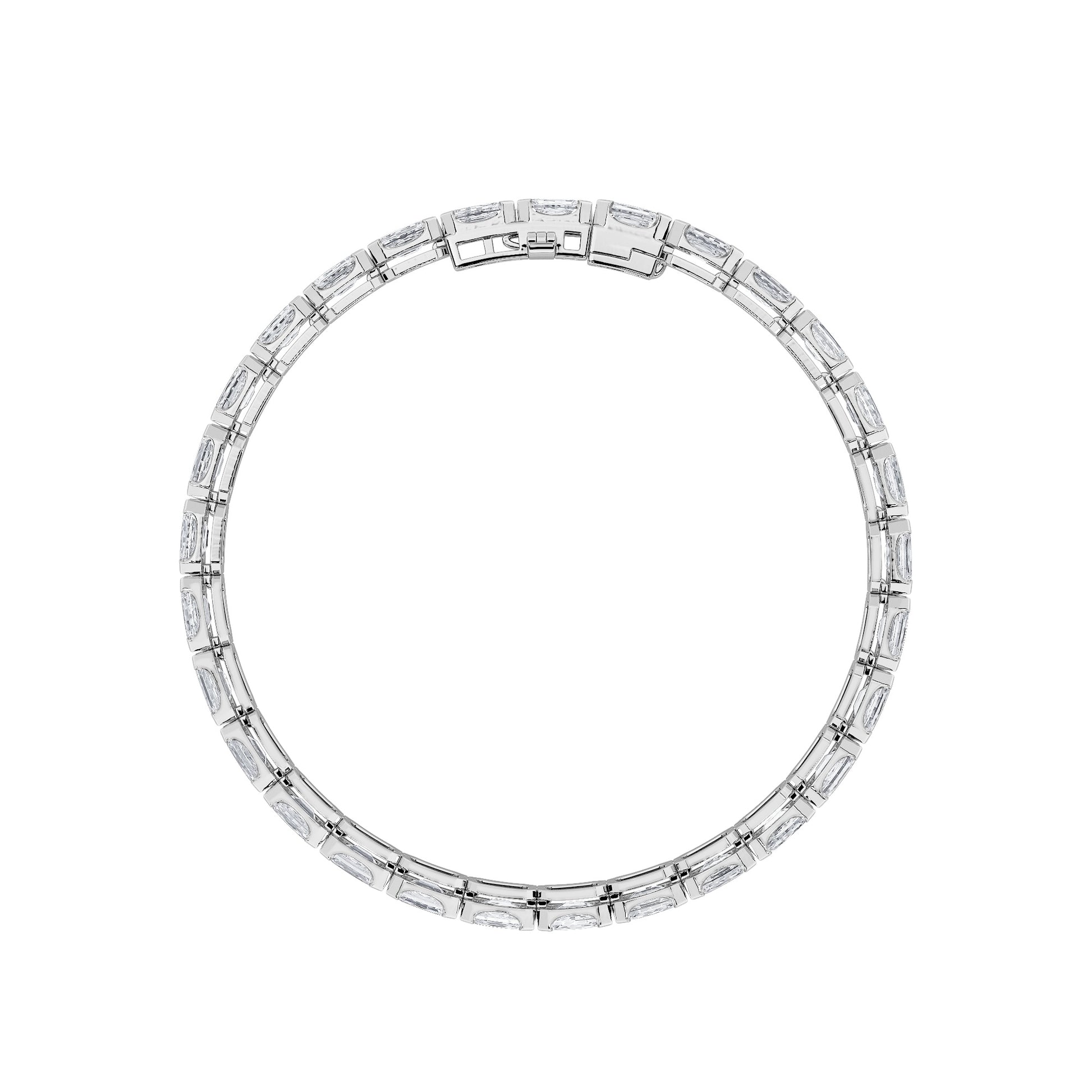 12Cttw Emerald Shaped Lab Grown Diamond (F/VS) Tennis Bracelet in 14K Gold