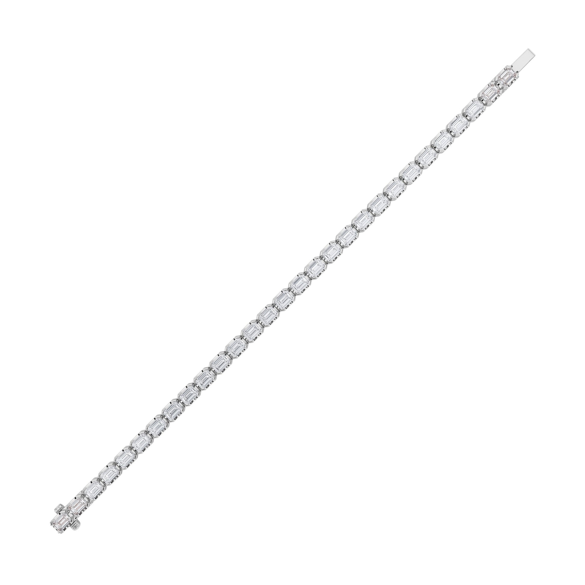 12Cttw Emerald Shaped Lab Grown Diamond (F/VS) Tennis Bracelet in 14K Gold