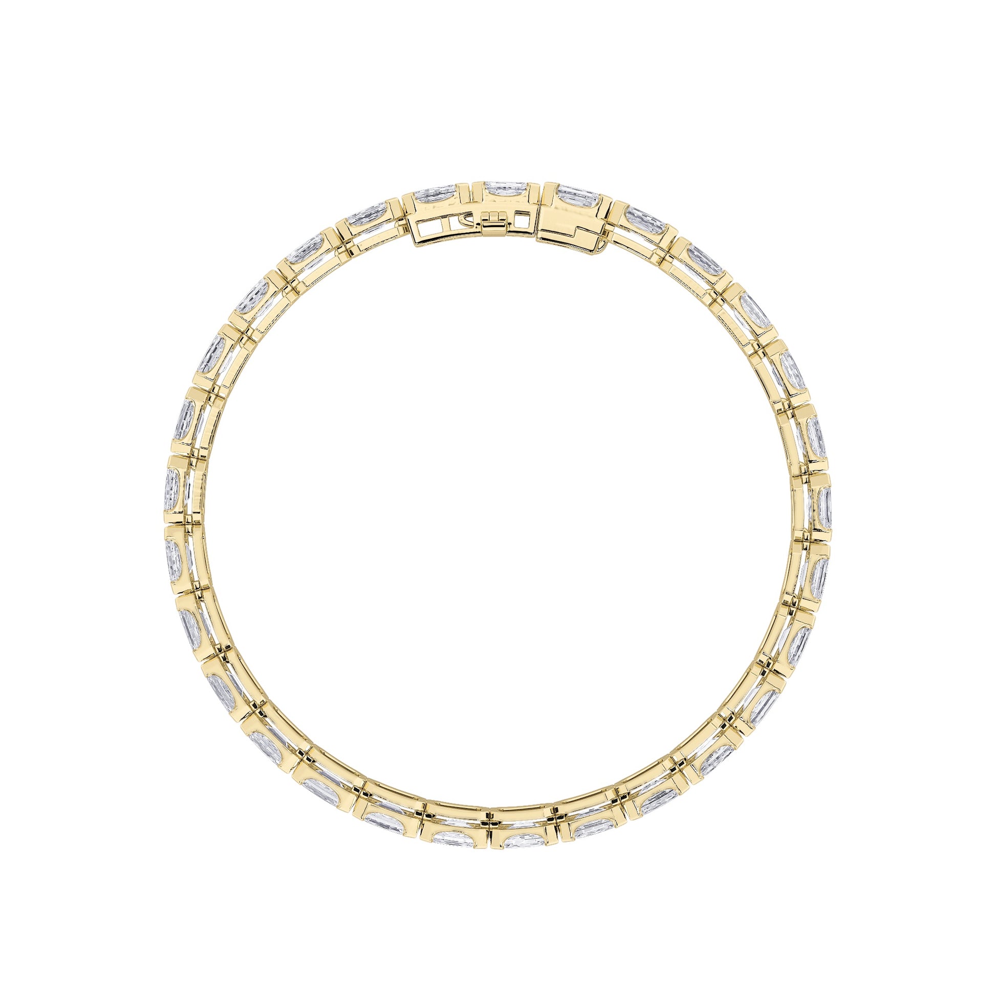 12Cttw Emerald Shaped Lab Grown Diamond (F/VS) Tennis Bracelet in 14K Gold