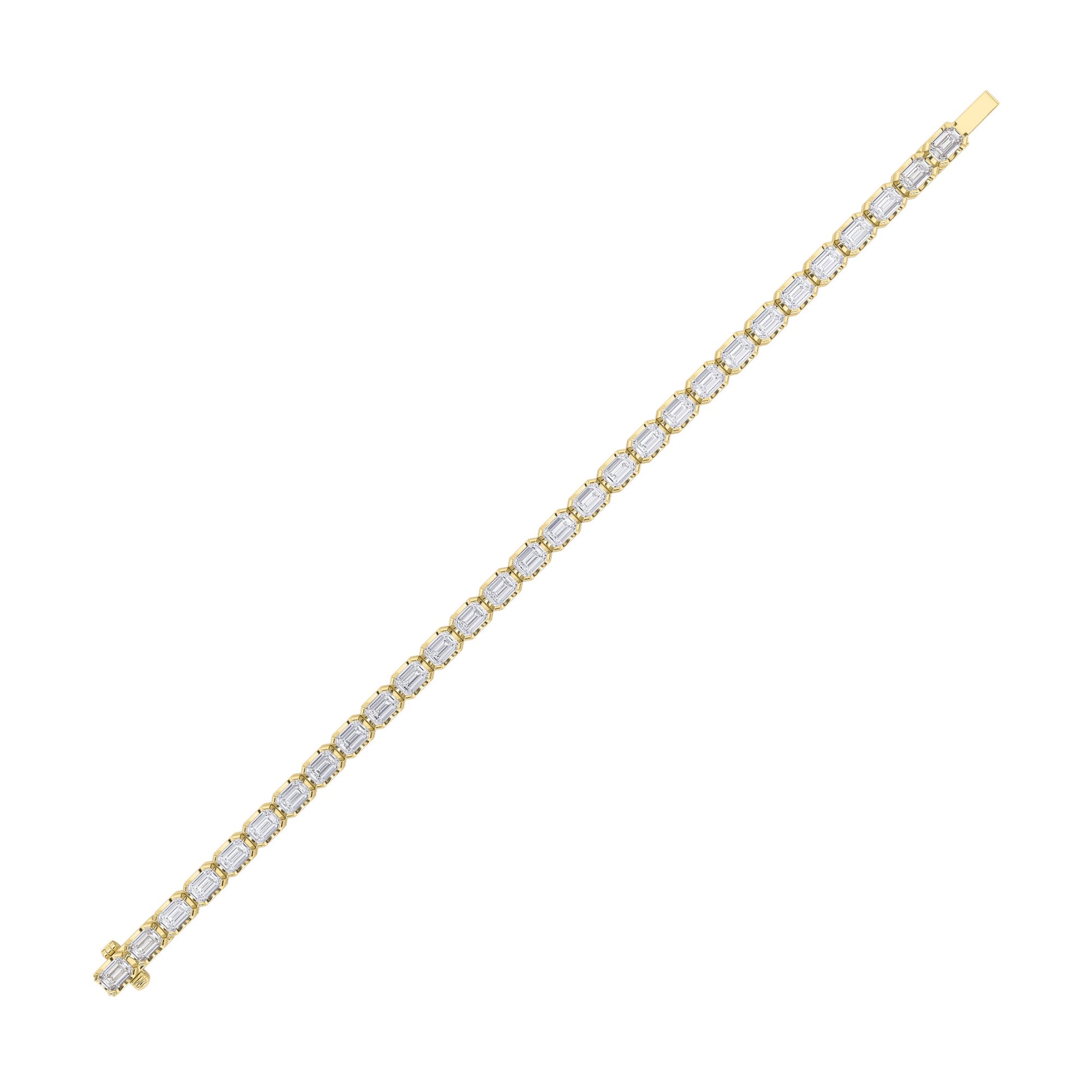 12Cttw Emerald Shaped Lab Grown Diamond (F/VS) Tennis Bracelet in 14K Gold