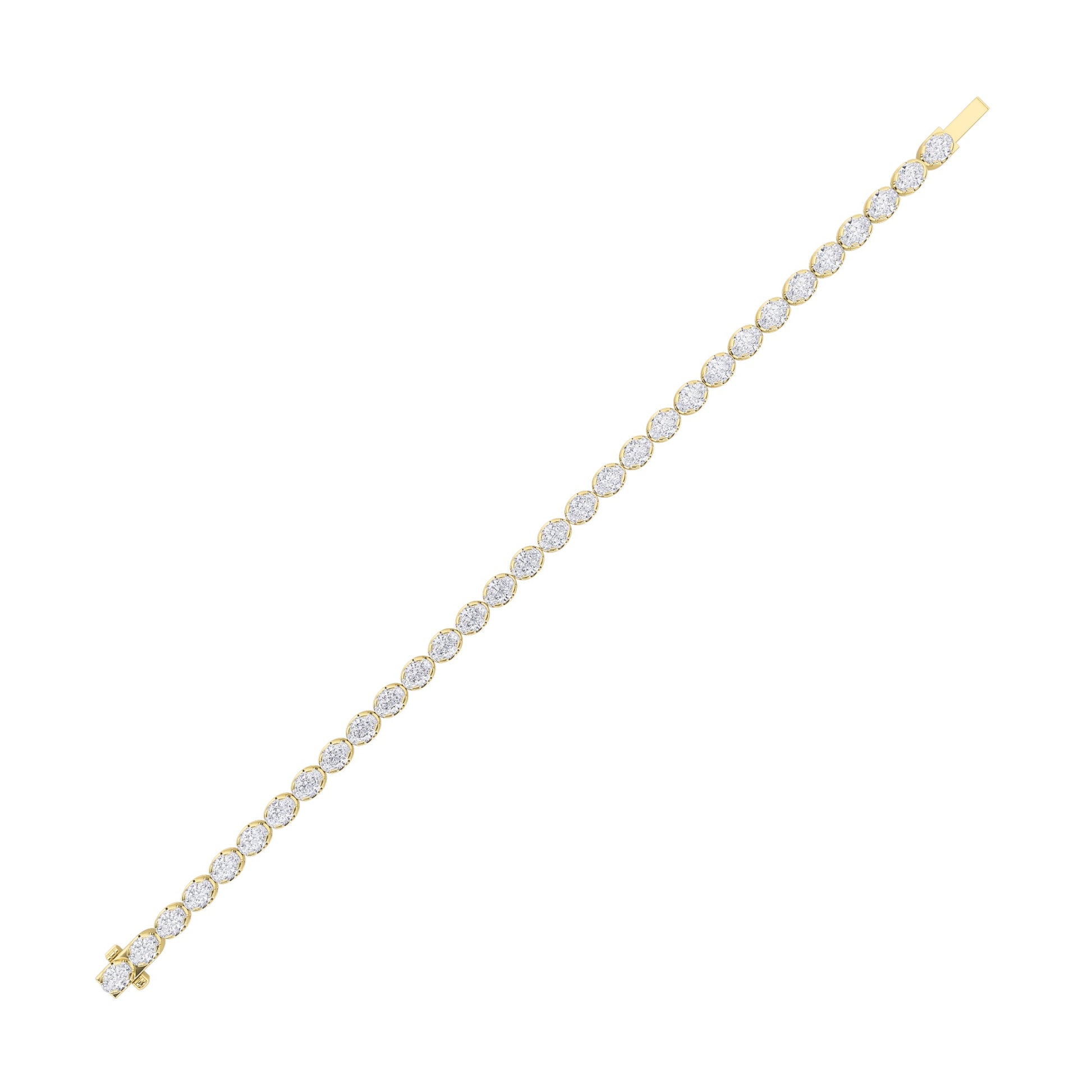 5.5Cttw Oval Shaped Lab Grown Diamond (F/VS) Tennis Bracelet in 14K Gold