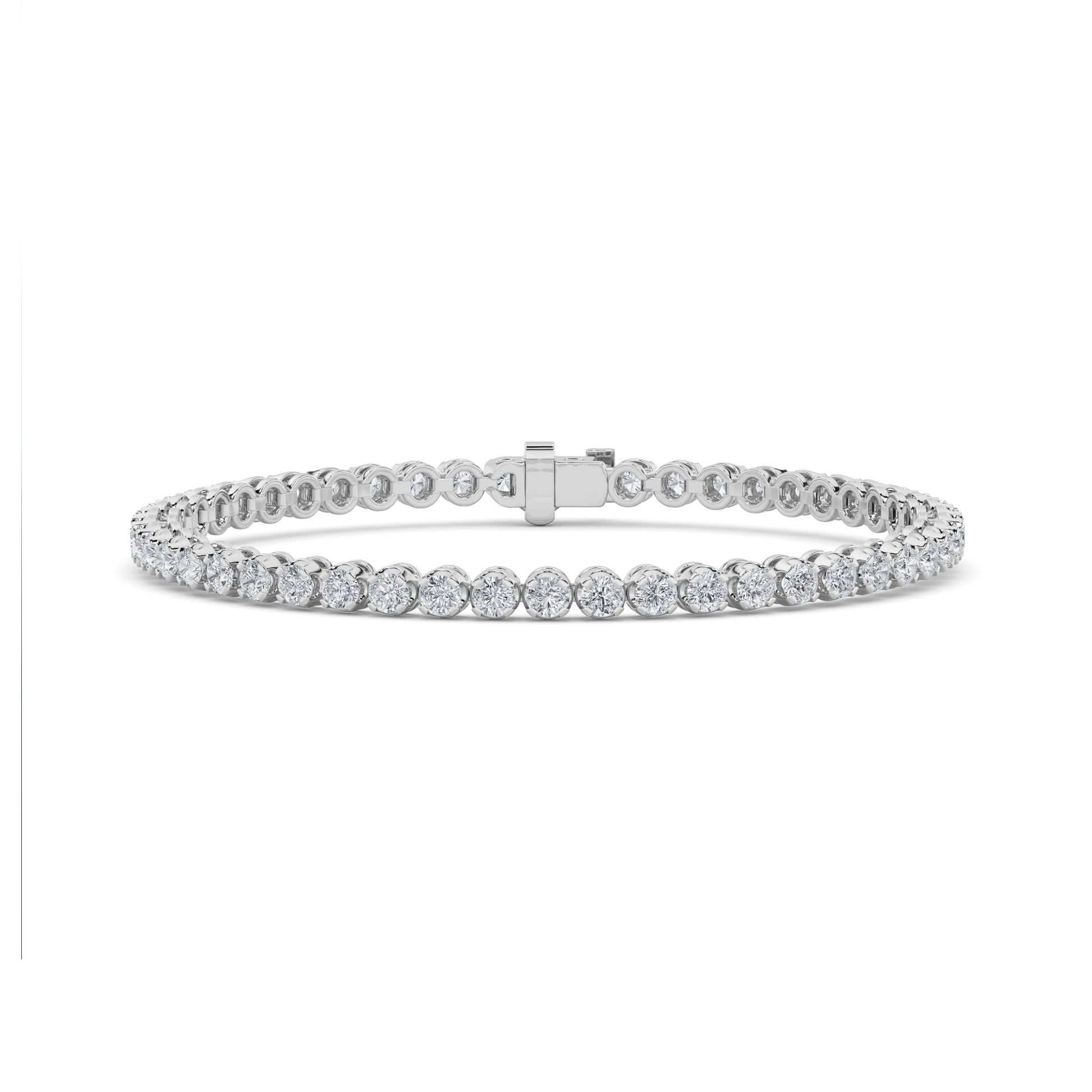 3Cttw Round Shaped Lab Grown Diamond (F/VS) Tennis Bracelet in 14K Gold