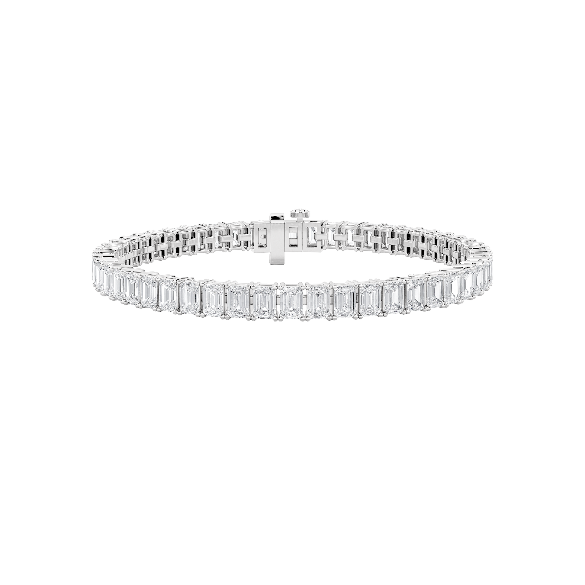 10Cttw Emerald Shaped Lab Grown Diamond (F/VS) East West Line Bracelet in 14K Gold