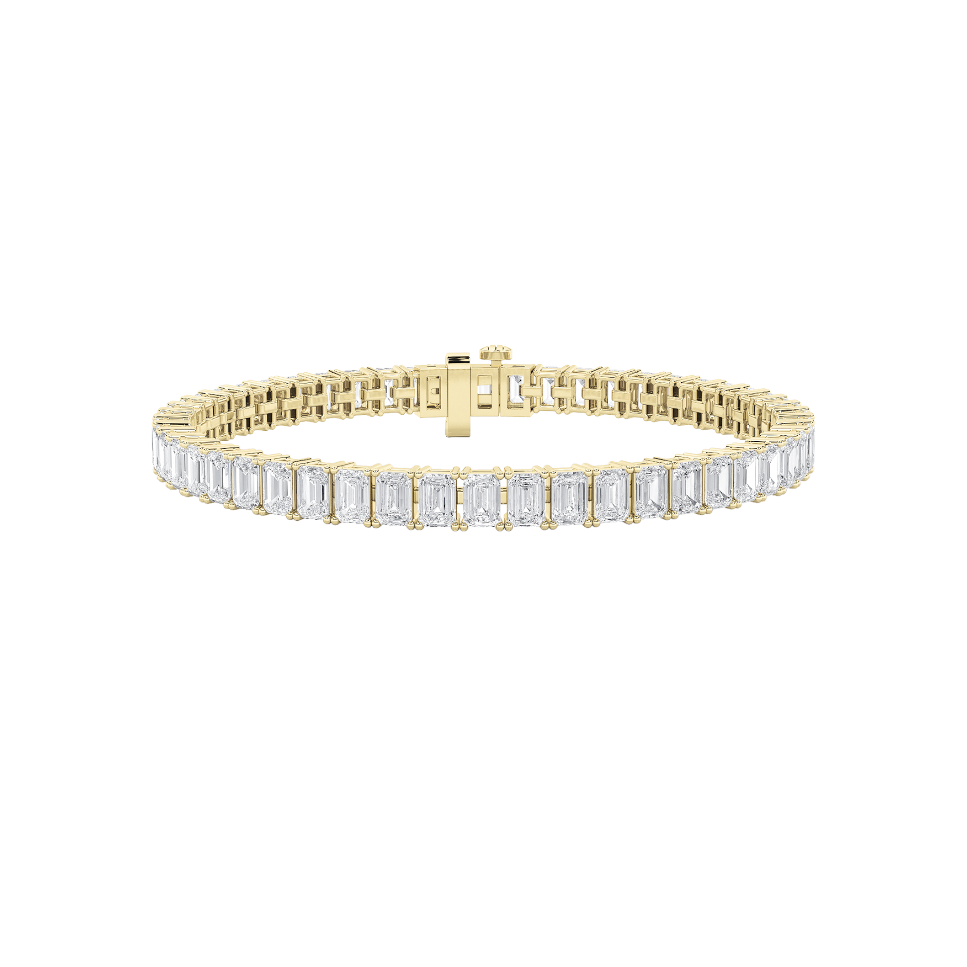 10Cttw Emerald Shaped Lab Grown Diamond (F/VS) East West Line Bracelet in 14K Gold