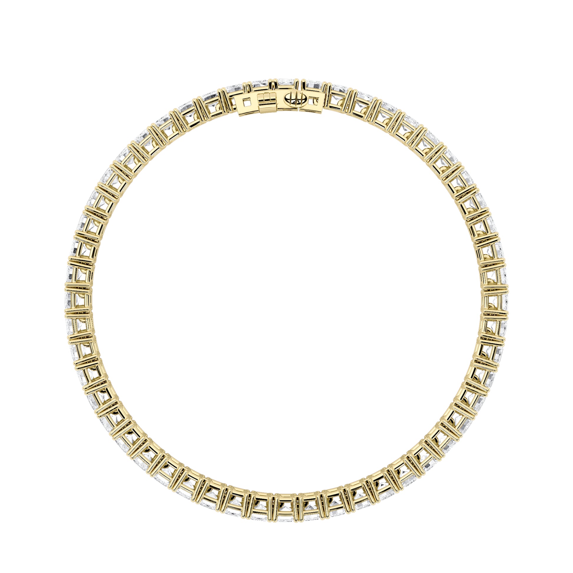 10Cttw Emerald Shaped Lab Grown Diamond (F/VS) East West Line Bracelet in 14K Gold