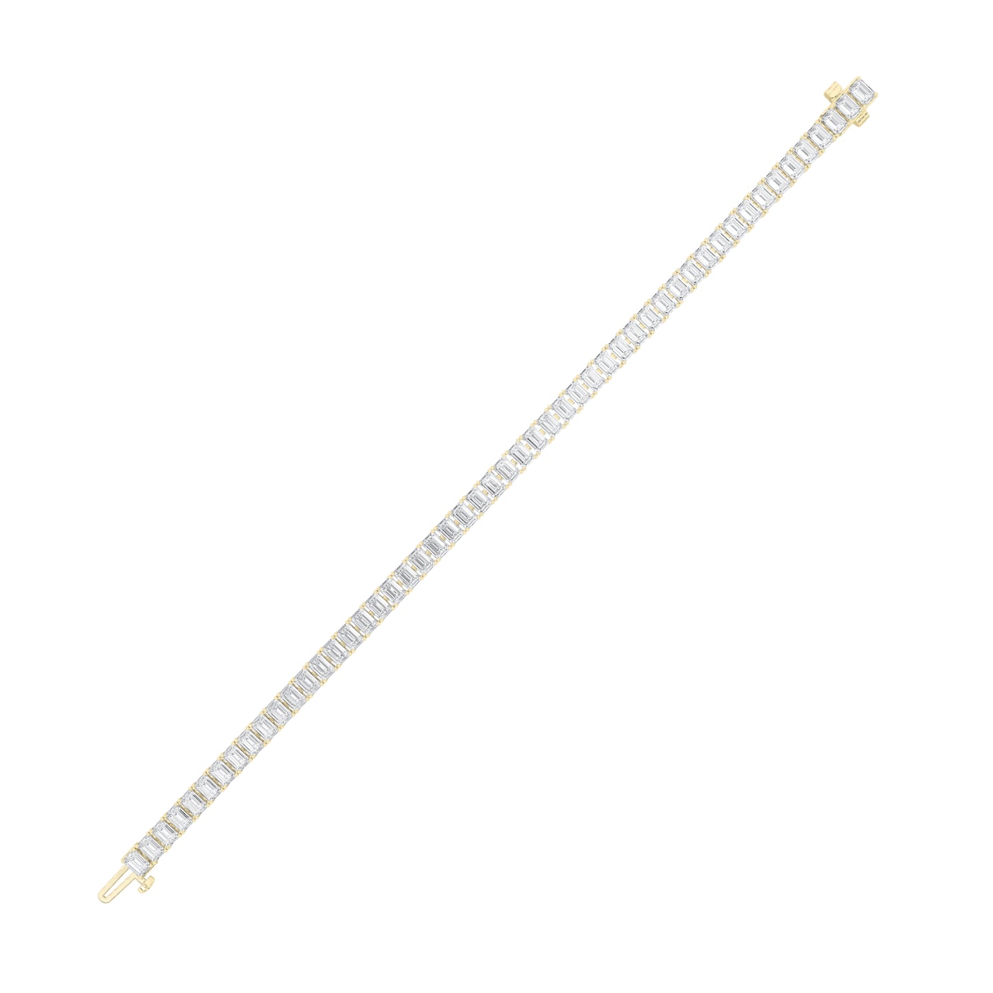 10Cttw Emerald Shaped Lab Grown Diamond (F/VS) East West Line Bracelet in 14K Gold