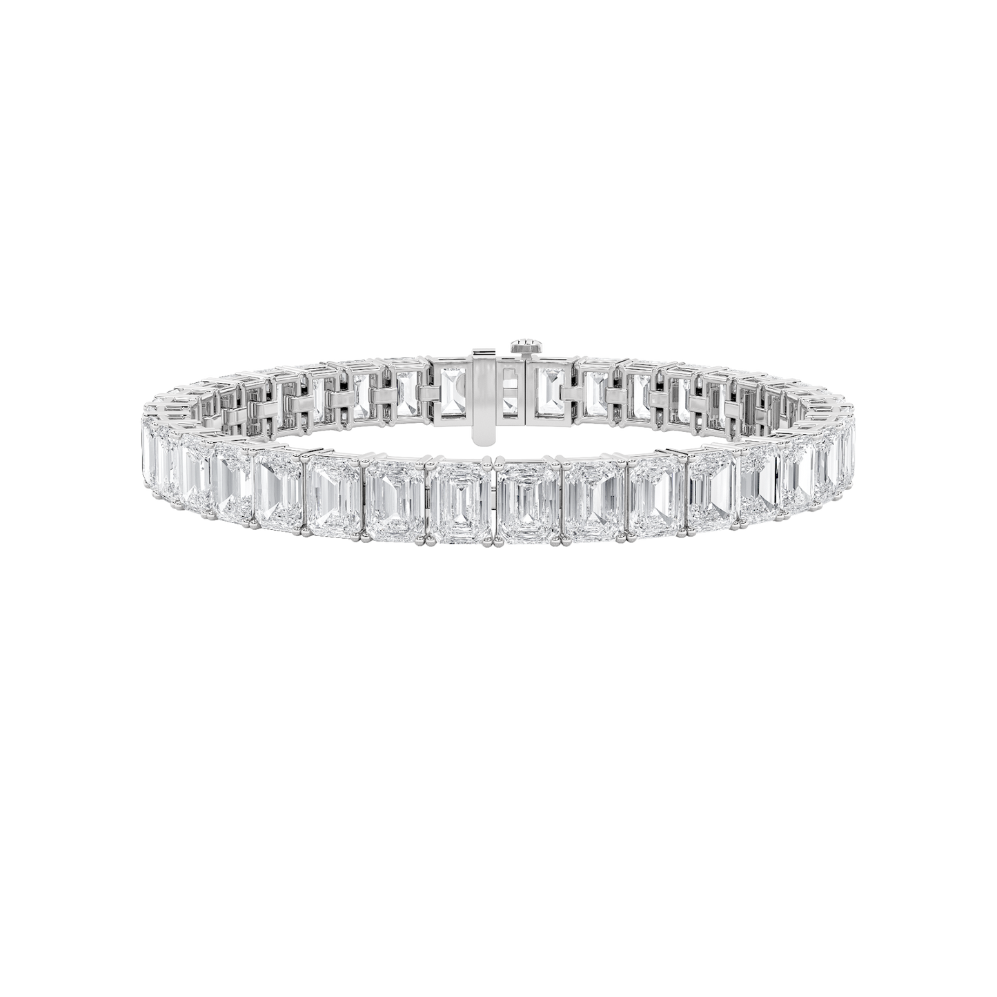 21.5Cttw Emerald Shaped Lab Grown Diamond (F/VS) East West Line Bracelet in 14K Gold