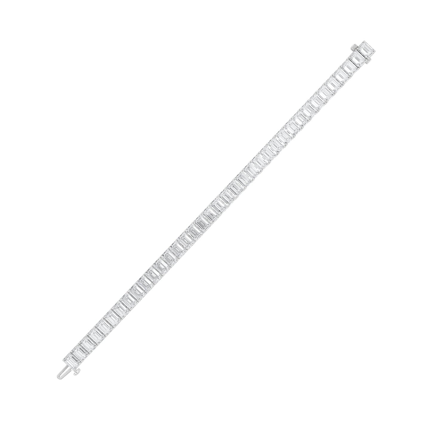21.5Cttw Emerald Shaped Lab Grown Diamond (F/VS) East West Line Bracelet in 14K Gold