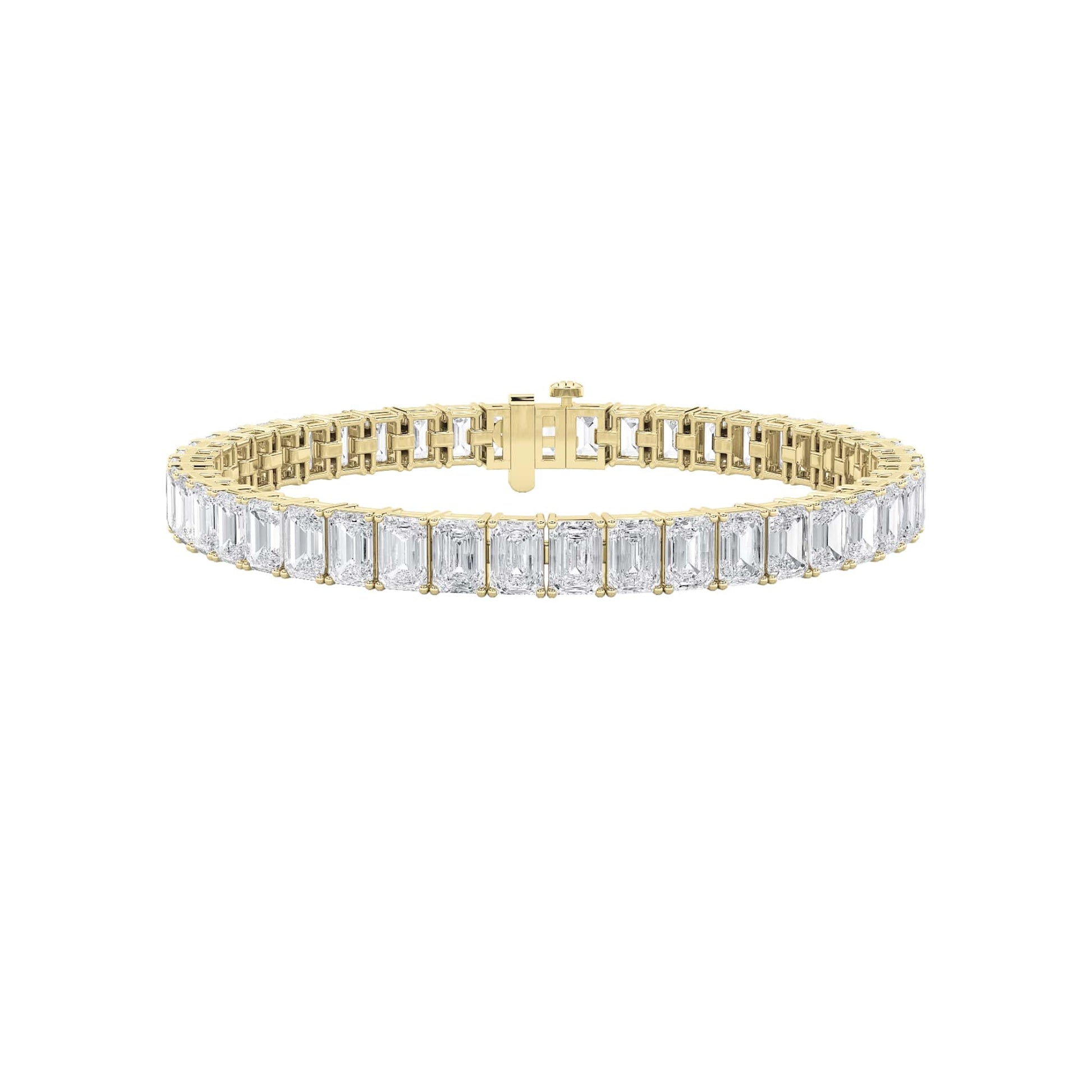 21.5Cttw Emerald Shaped Lab Grown Diamond (F/VS) East West Line Bracelet in 14K Gold