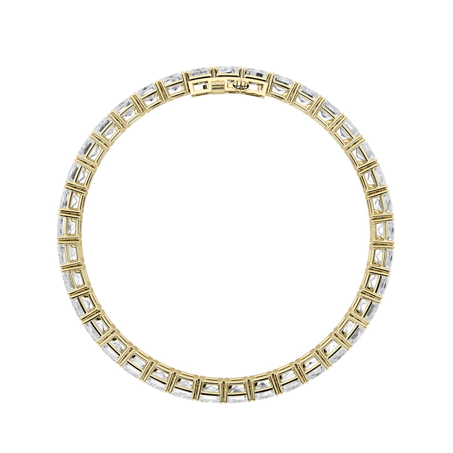 21.5Cttw Emerald Shaped Lab Grown Diamond (F/VS) East West Line Bracelet in 14K Gold