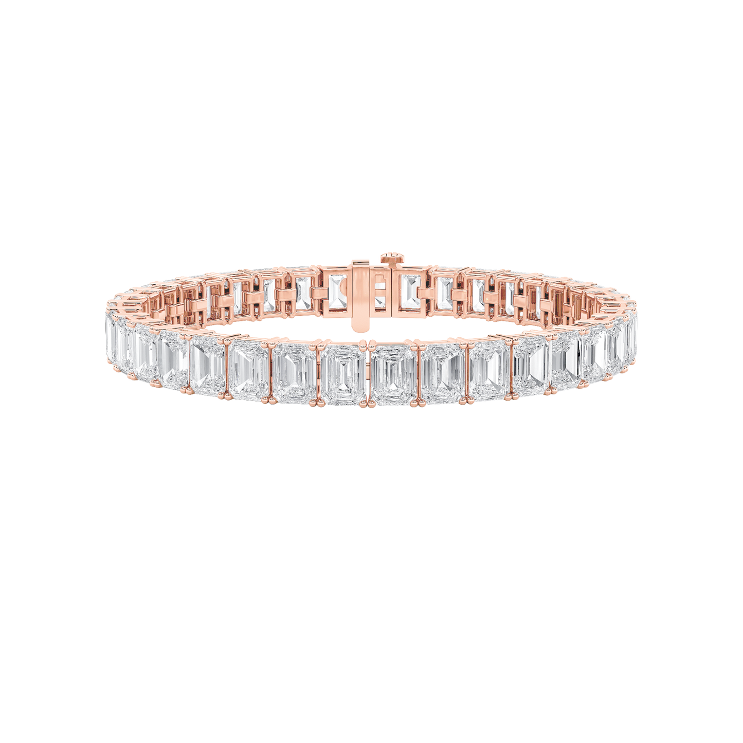 21.5Cttw Emerald Shaped Lab Grown Diamond (F/VS) East West Line Bracelet in 14K Gold