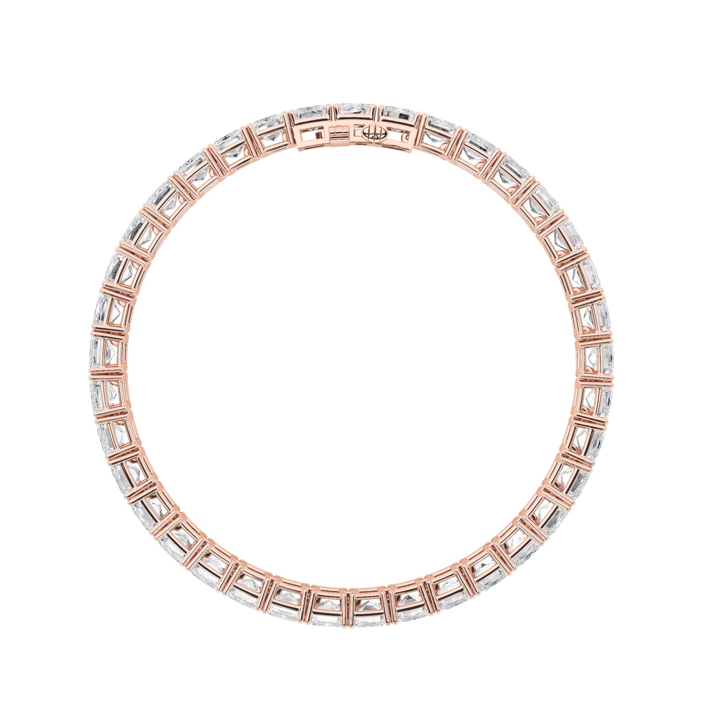 21.5Cttw Emerald Shaped Lab Grown Diamond (F/VS) East West Line Bracelet in 14K Gold