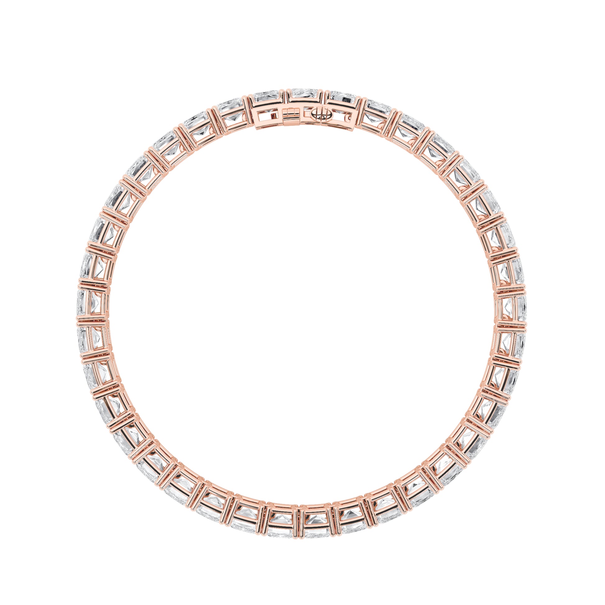 21.5Cttw Emerald Shaped Lab Grown Diamond (F/VS) East West Line Bracelet in 14K Gold
