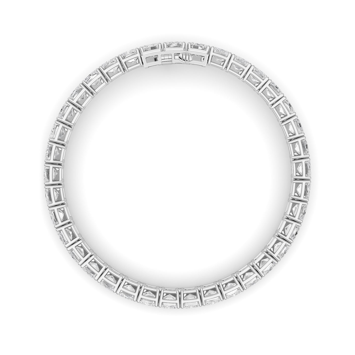 27Cttw Emerald Shaped Lab Grown Diamond (F/VS) East West Line Bracelet in 14K Gold