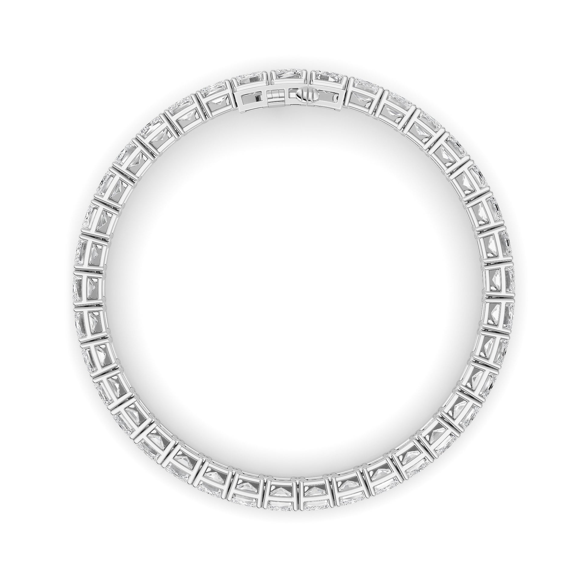 27Cttw Emerald Shaped Lab Grown Diamond (F/VS) East West Line Bracelet in 14K Gold