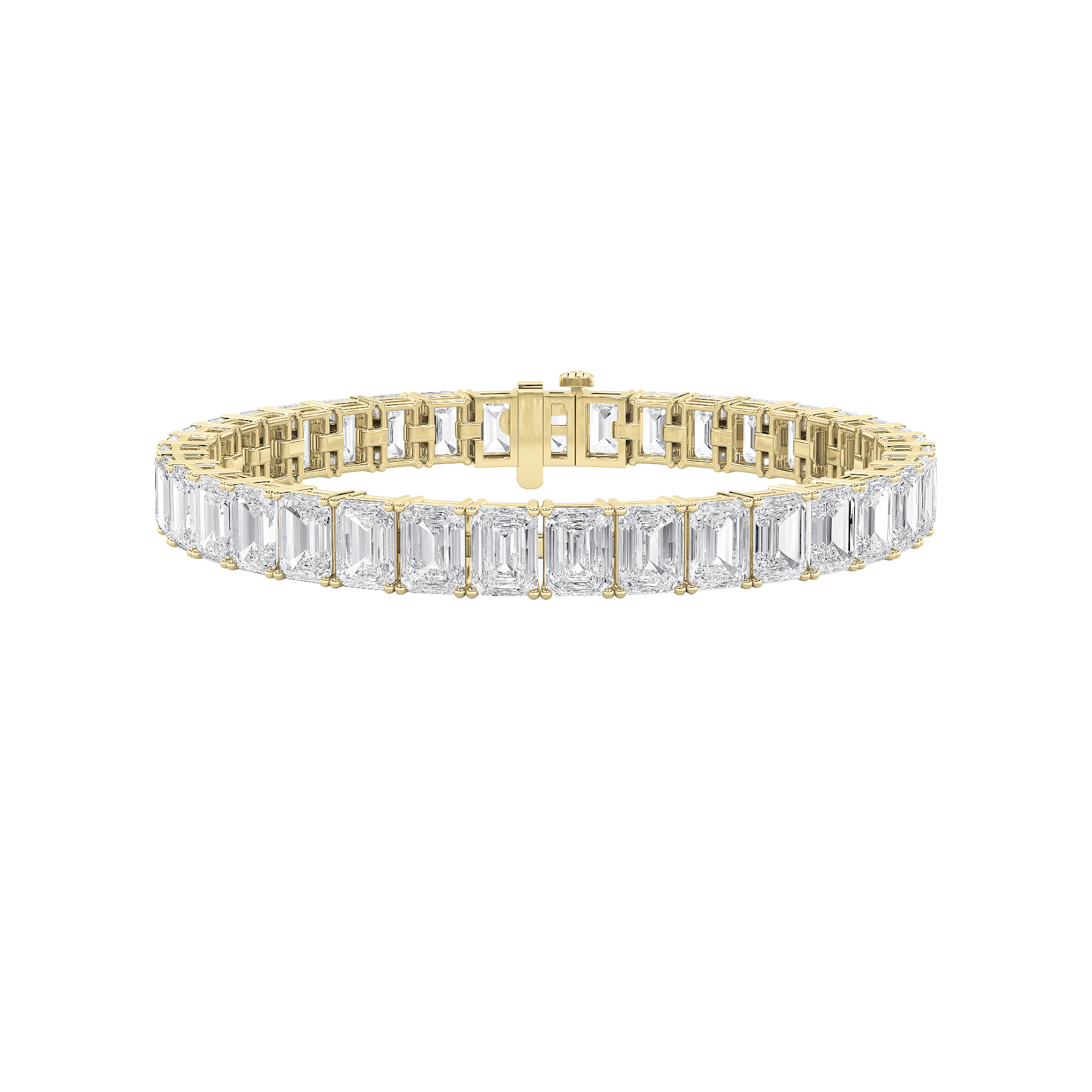 27Cttw Emerald Shaped Lab Grown Diamond (F/VS) East West Line Bracelet in 14K Gold
