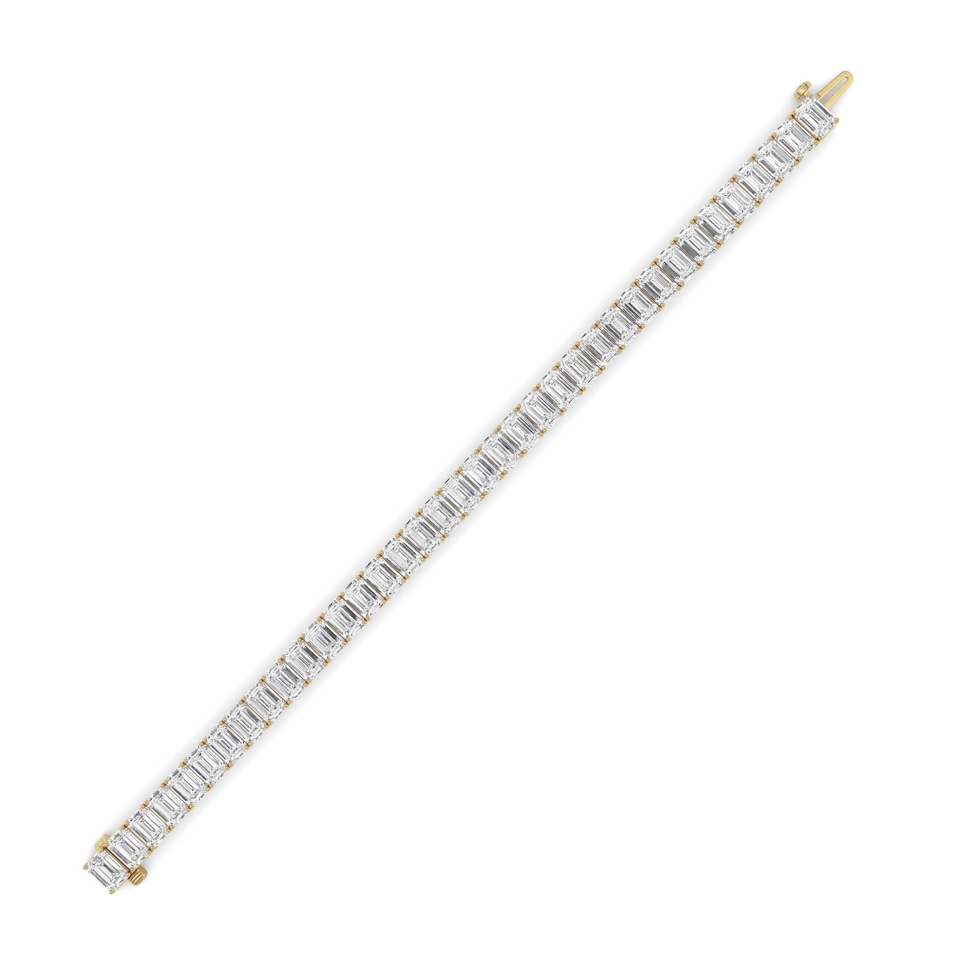 27Cttw Emerald Shaped Lab Grown Diamond (F/VS) East West Line Bracelet in 14K Gold