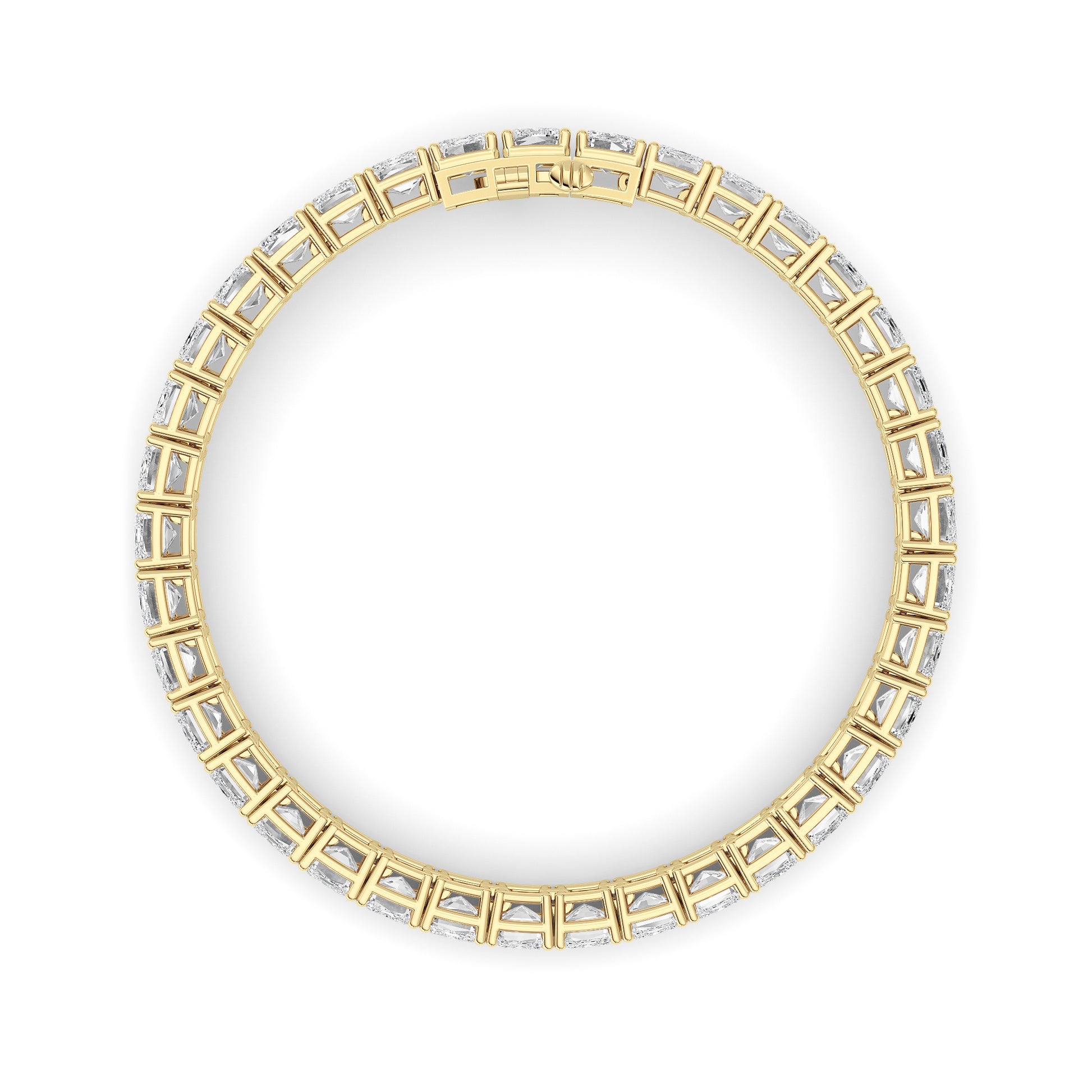 27Cttw Emerald Shaped Lab Grown Diamond (F/VS) East West Line Bracelet in 14K Gold
