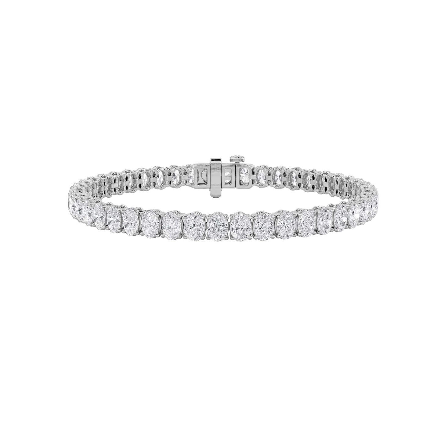12.5Cttw Oval Shaped Lab Grown Diamond (F/VS) East West Line Bracelet in 14K Gold