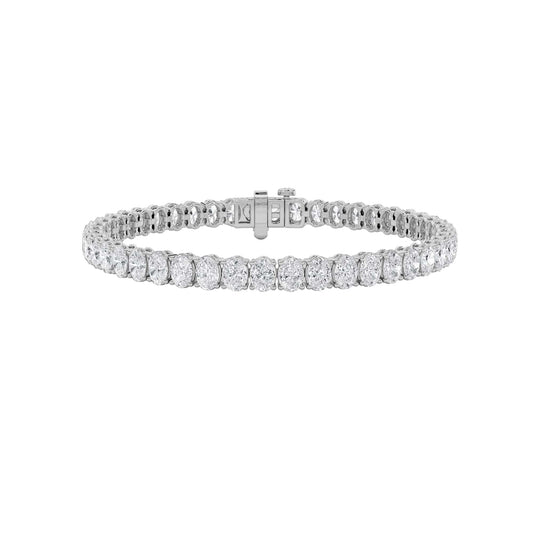 12.5Cttw Oval Shaped Lab Grown Diamond (F/VS) East West Line Bracelet in 14K Gold