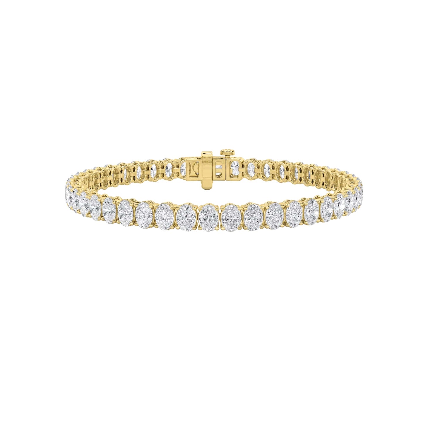 12.5Cttw Oval Shaped Lab Grown Diamond (F/VS) East West Line Bracelet in 14K Gold