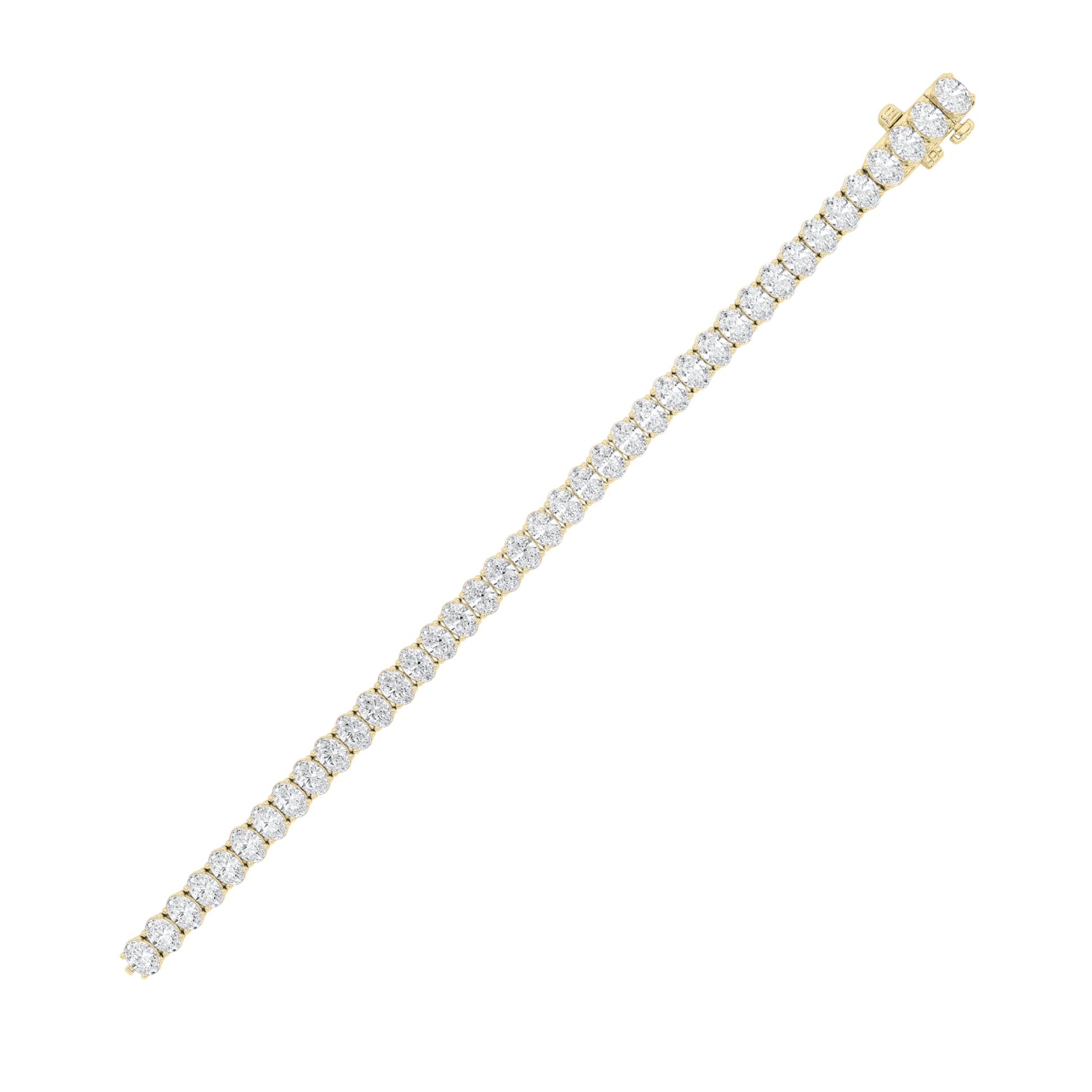 15Cttw Oval Shaped Lab Grown Diamond (F/VS) Line Bracelet in 14K Yellow Gold