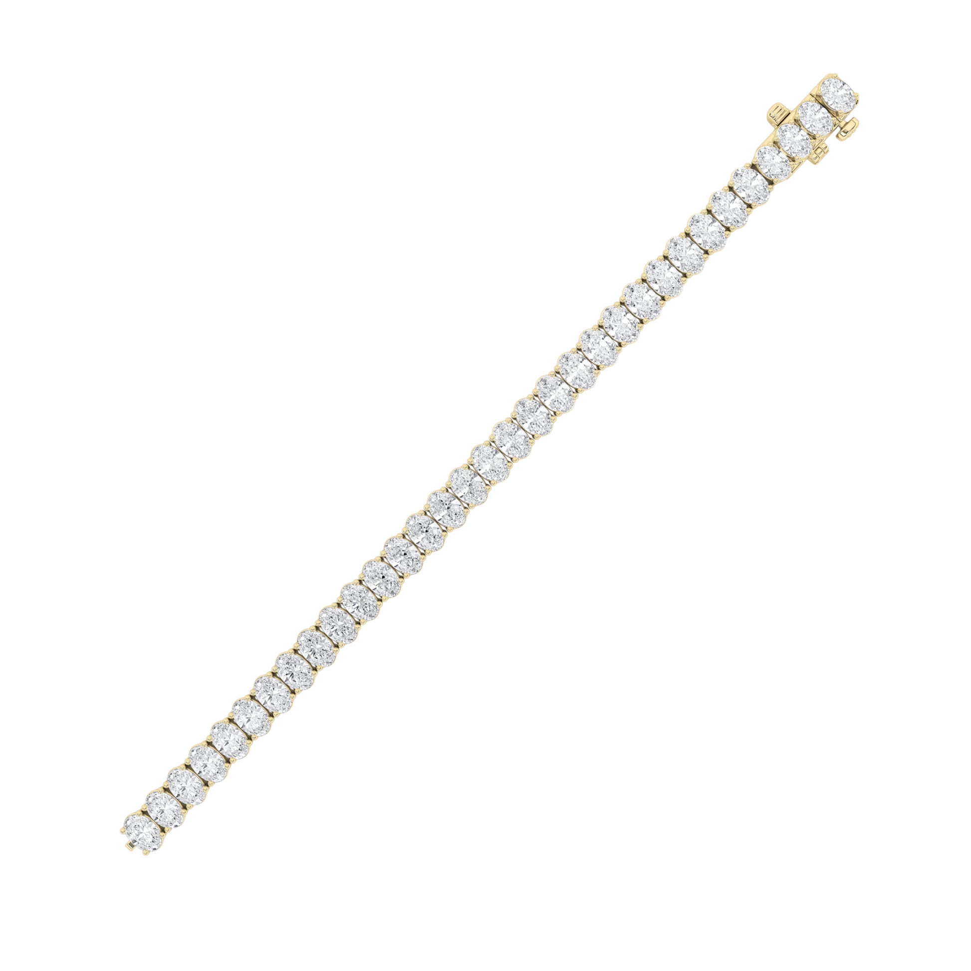 16.5Cttw Oval Shaped Lab Grown Diamond (F/VS) East West Line Bracelet in 14K Gold