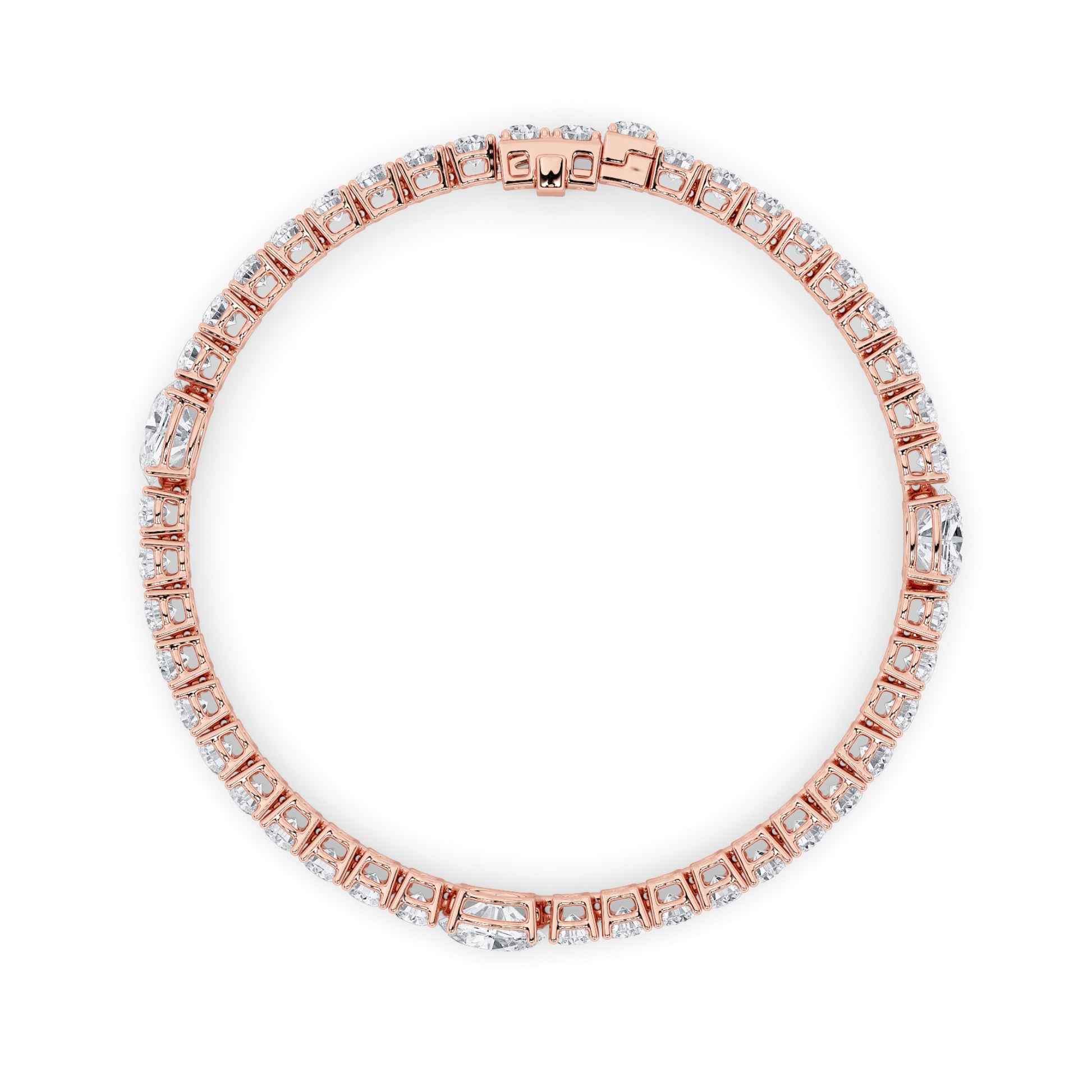 10Cttw Oval Shaped Lab Grown Diamond (F/VS) East West Station Bracelet in 14K Gold