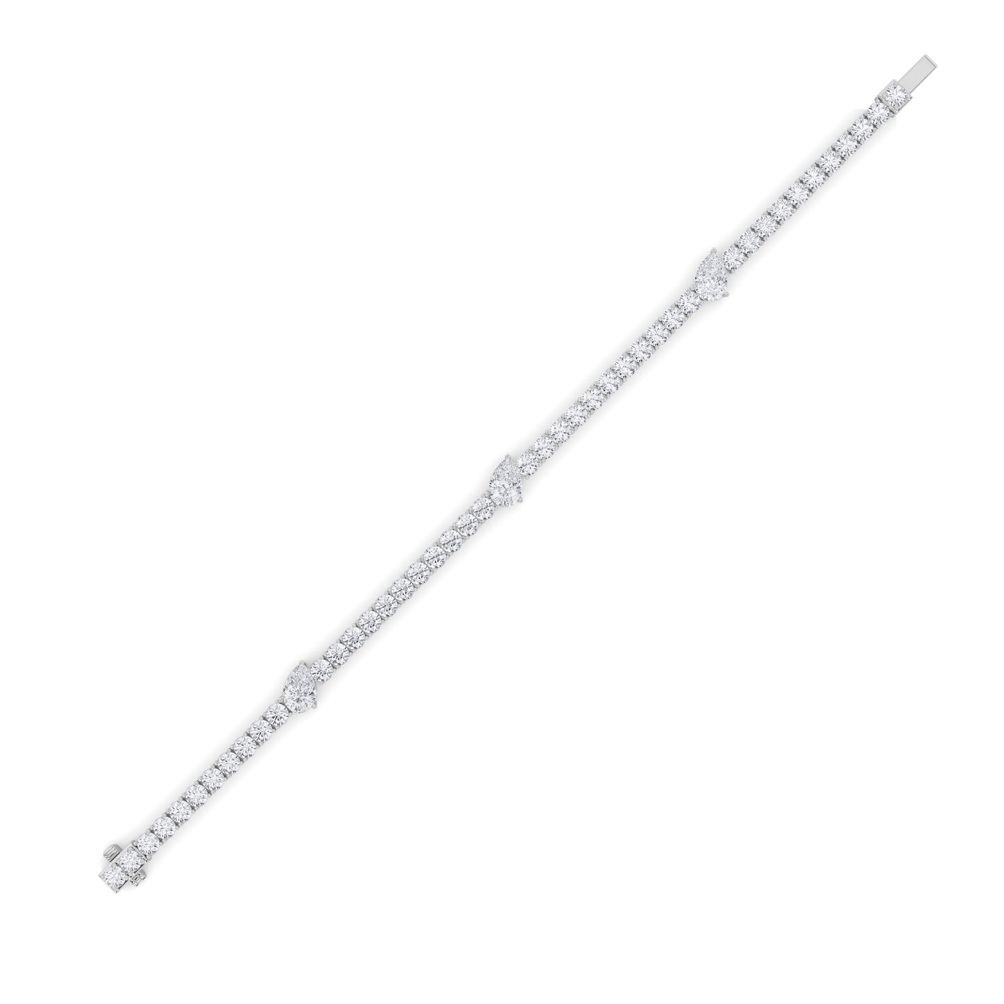 10Cttw Pear Shaped Lab Grown Diamond (F/VS) East West Station Bracelet in 14K Gold