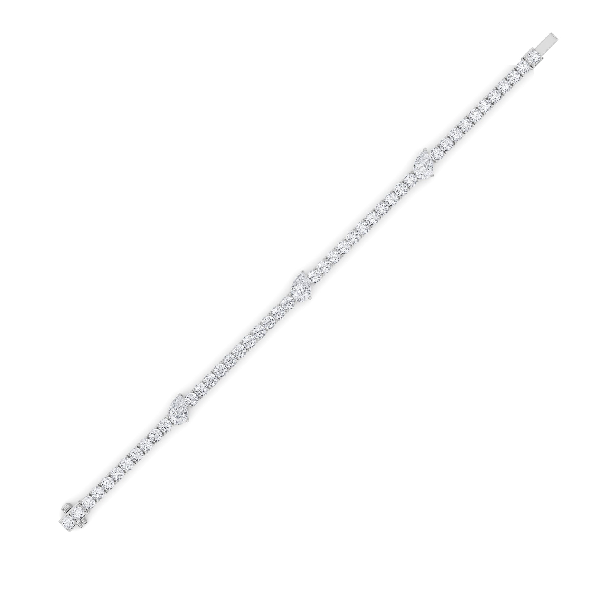 10Cttw Pear Shaped Lab Grown Diamond (F/VS) East West Station Bracelet in 14K Gold