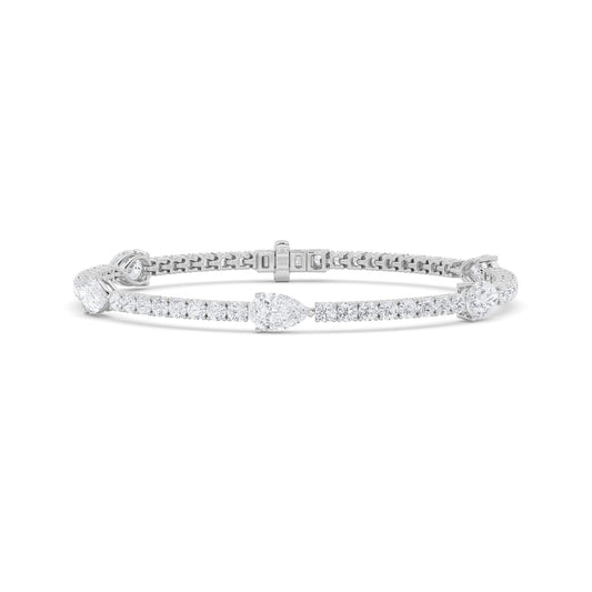 6Cttw Pear Shaped Lab Grown Diamond (F/VS) East West Station Bracelet in 14K Gold