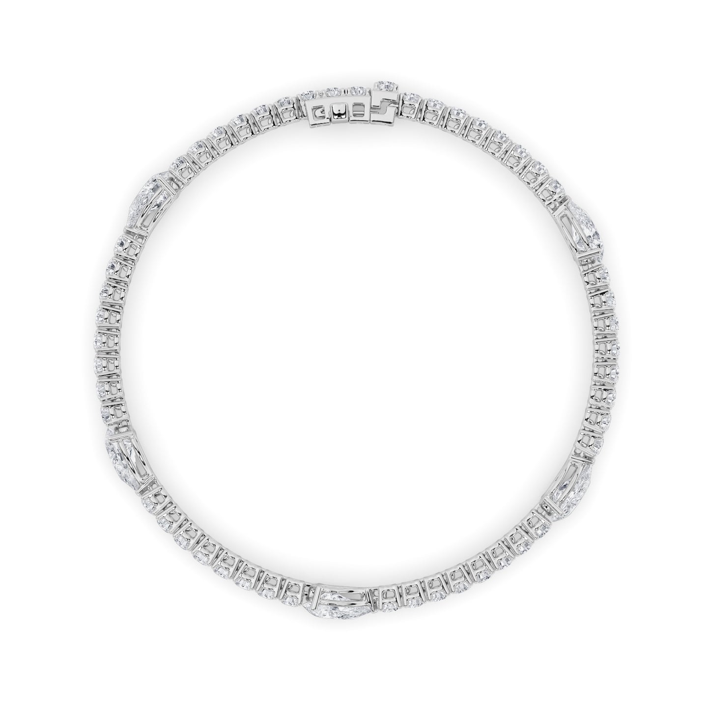 6Cttw Pear Shaped Lab Grown Diamond (F/VS) East West Station Bracelet in 14K Gold