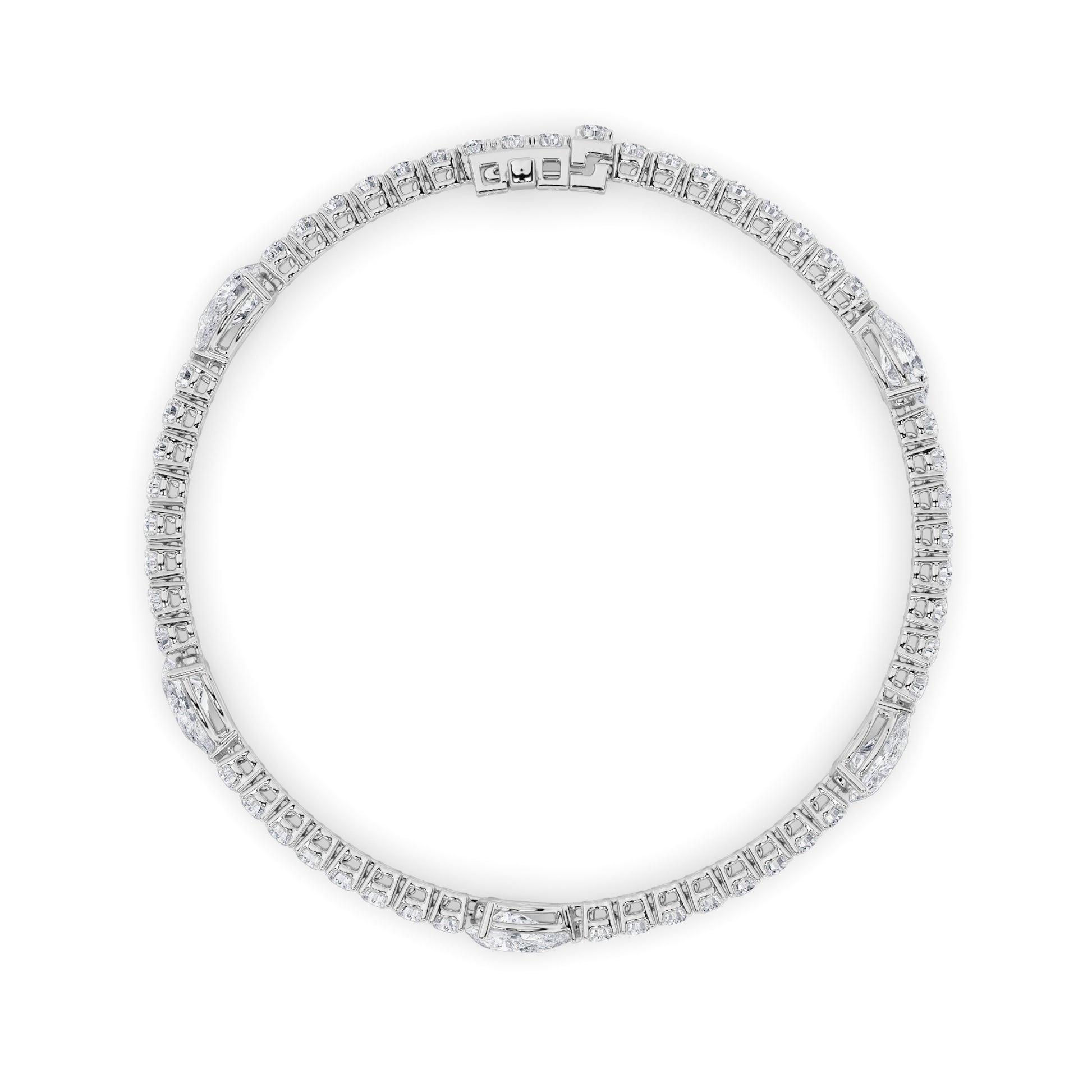 6Cttw Pear Shaped Lab Grown Diamond (F/VS) East West Station Bracelet in 14K Gold