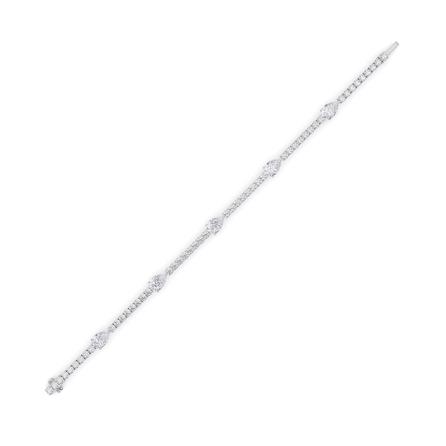 6Cttw Pear Shaped Lab Grown Diamond (F/VS) East West Station Bracelet in 14K Gold