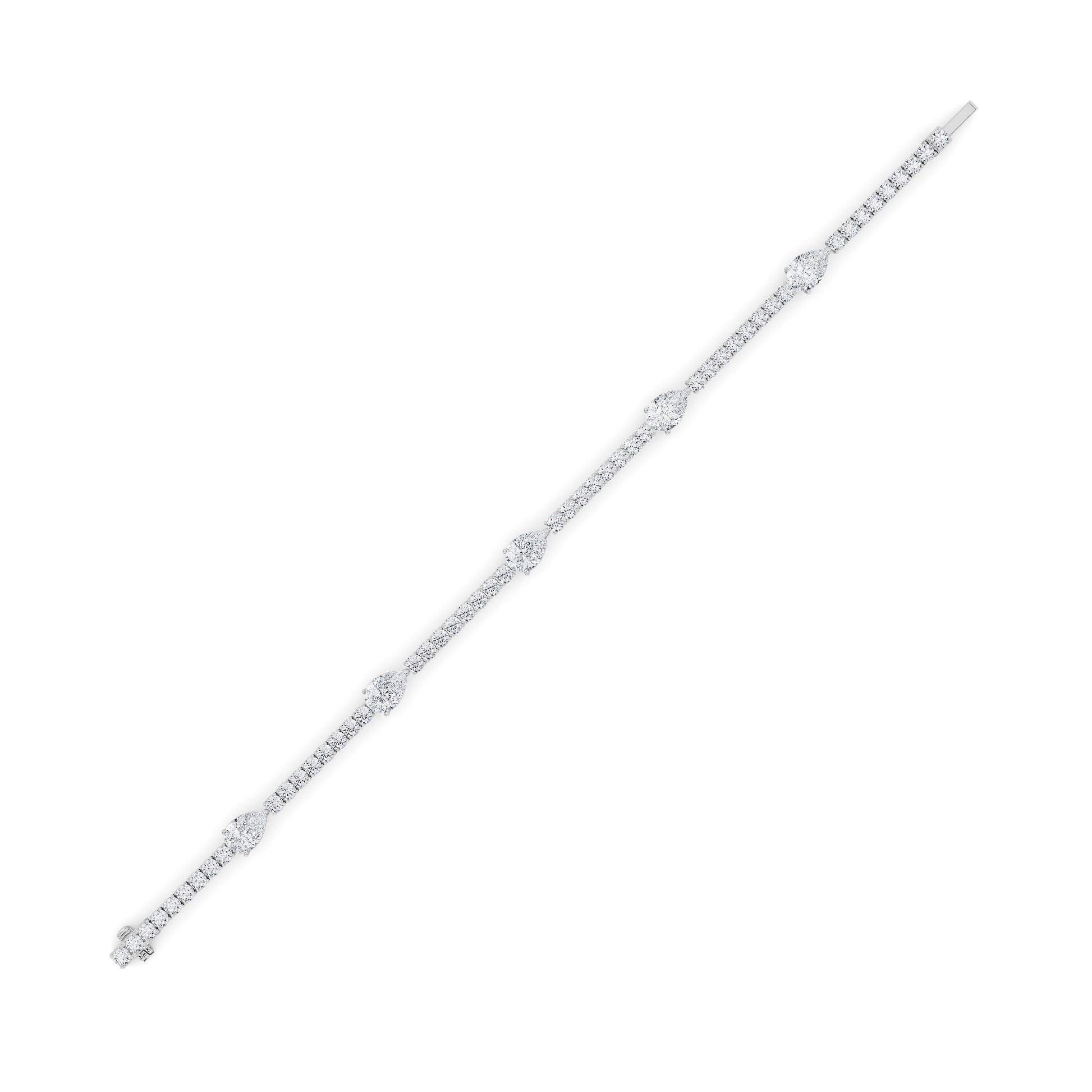6Cttw Pear Shaped Lab Grown Diamond (F/VS) East West Station Bracelet in 14K Gold