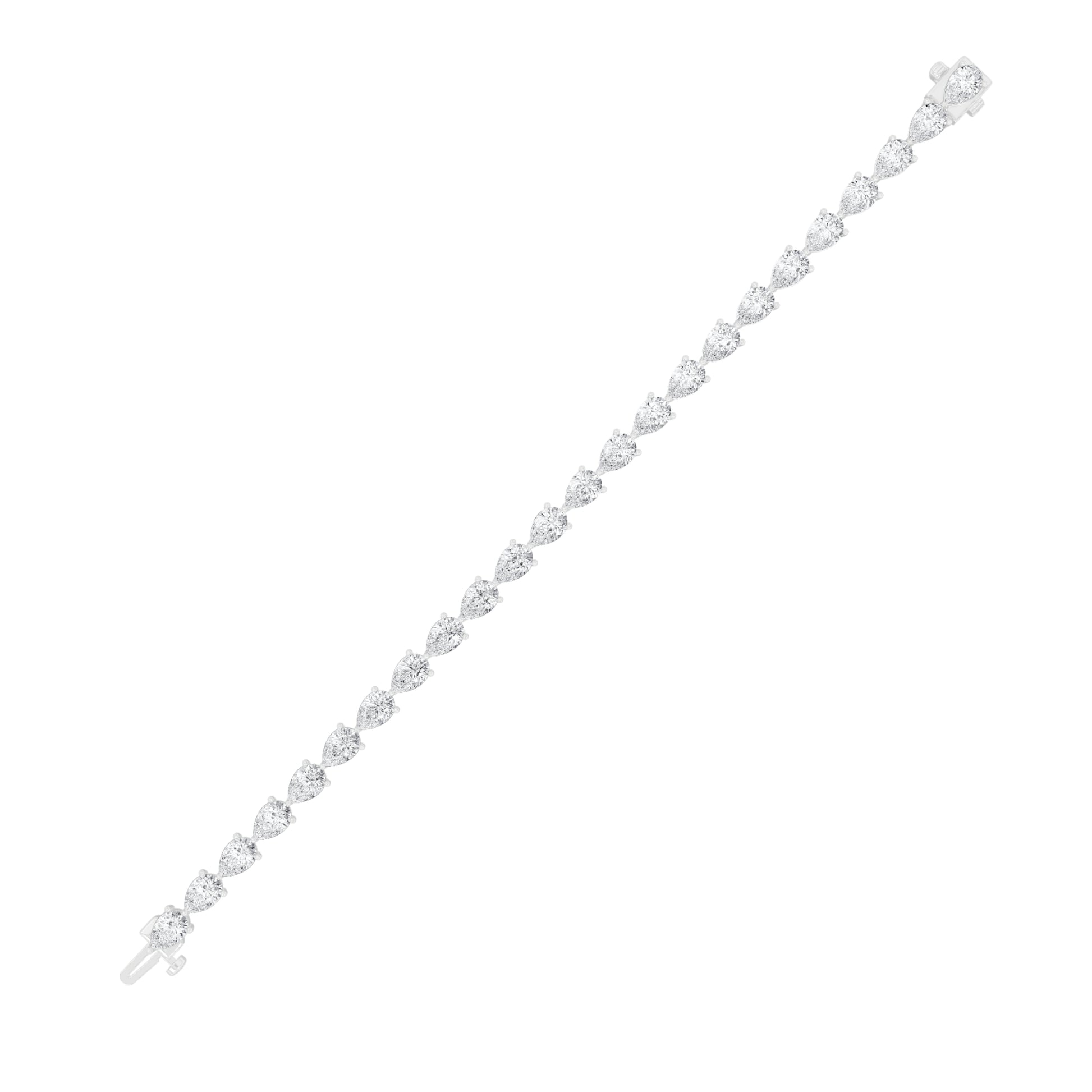 10Cttw Pear Shaped Lab Grown Diamond (F/VS) Fancy Line Bracelet in 14K Gold
