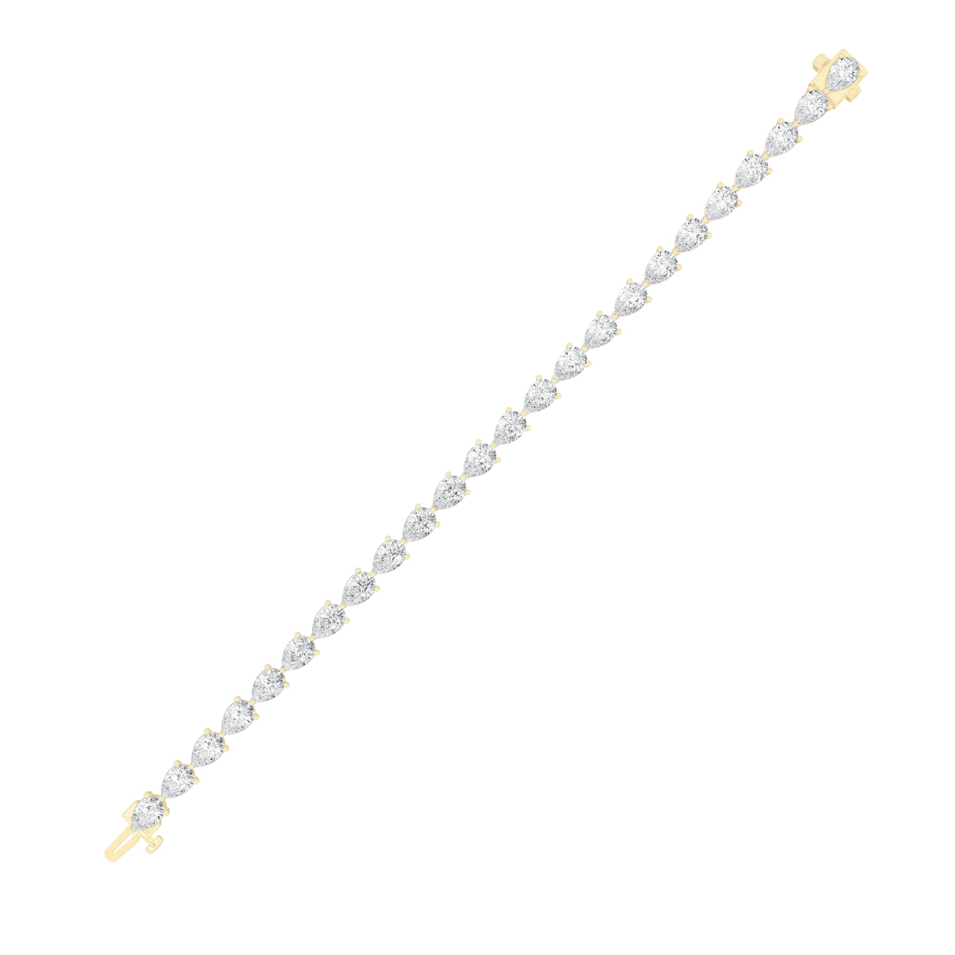 10Cttw Pear Shaped Lab Grown Diamond (F/VS) Fancy Line Bracelet in 14K Gold