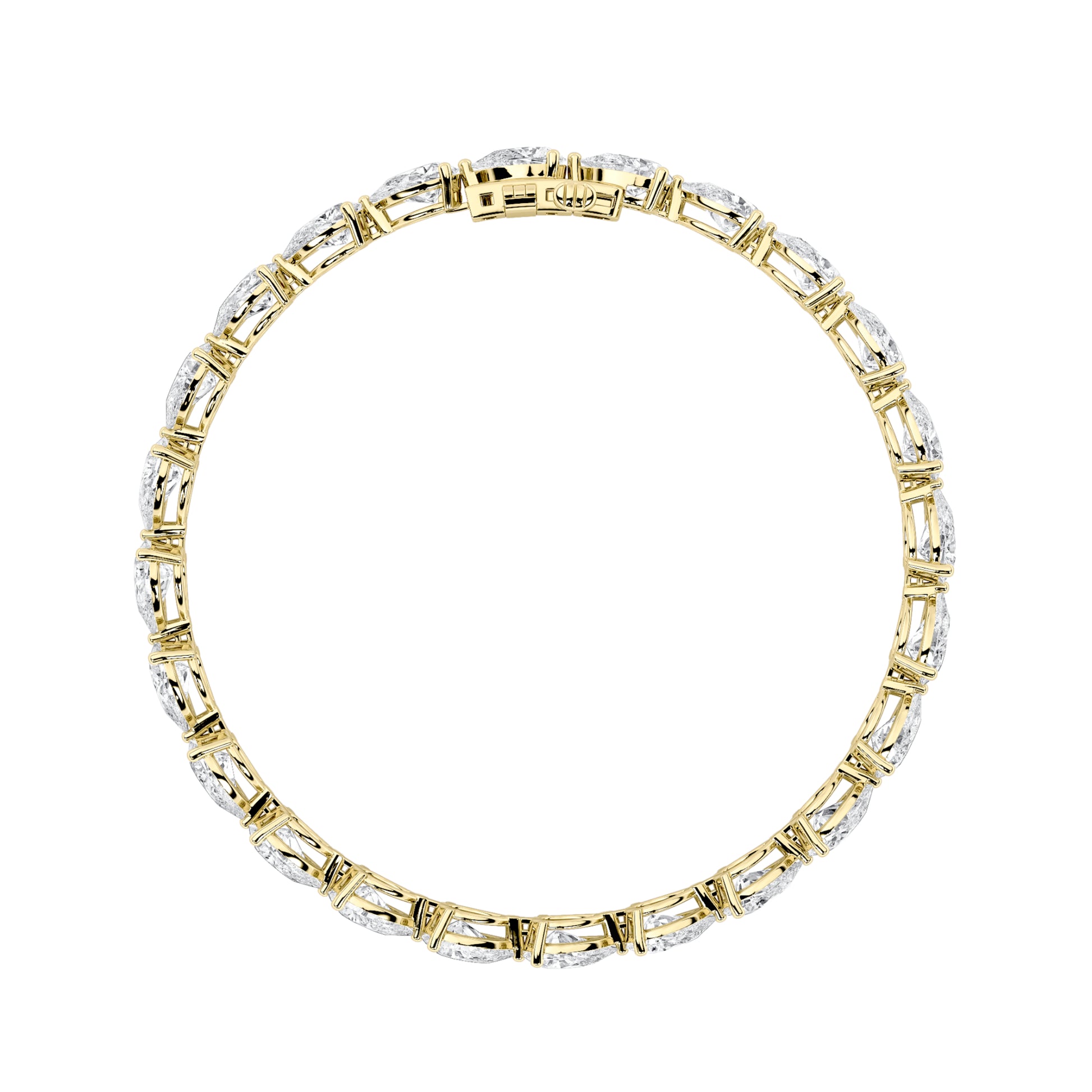 12Cttw Pear Shaped Lab Grown Diamond (F/VS) Fancy Line Bracelet in 14K Gold
