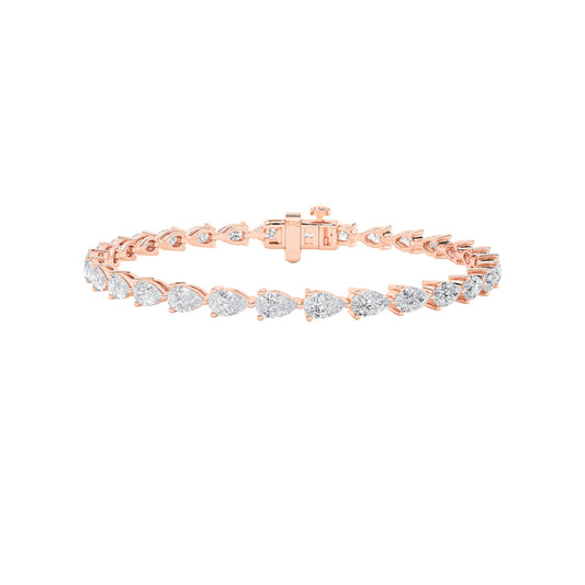 7Cttw Pear Shaped Lab Grown Diamond (F/VS) Fancy Line Bracelet in 14K Gold